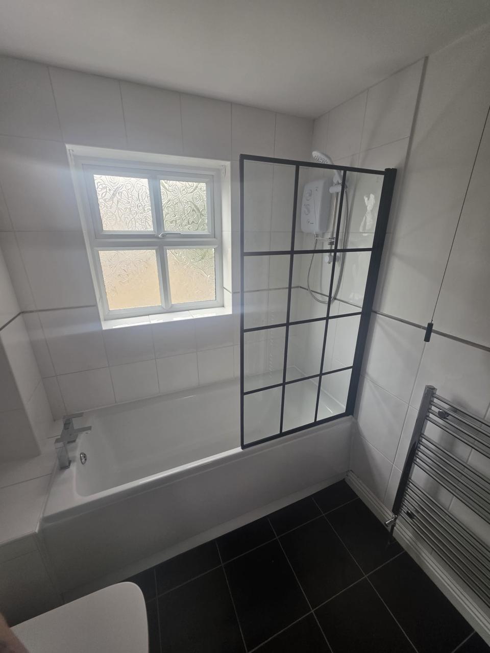 Bathroom shower screen installation in Chesterfield by Apex Flow