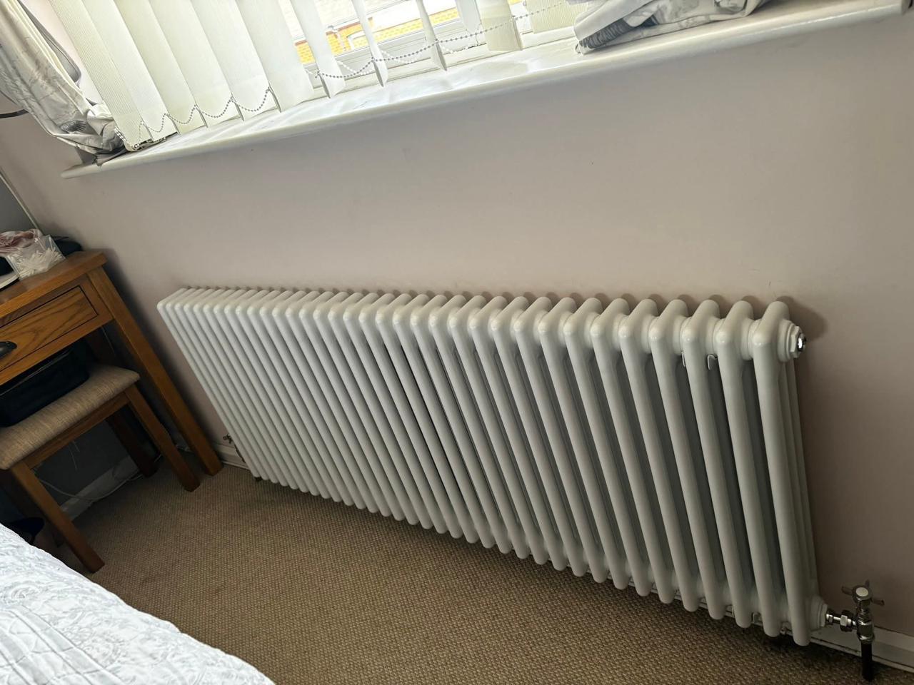 Bedroom radiator installation in Chesterfield by Apex Flow Plumbing