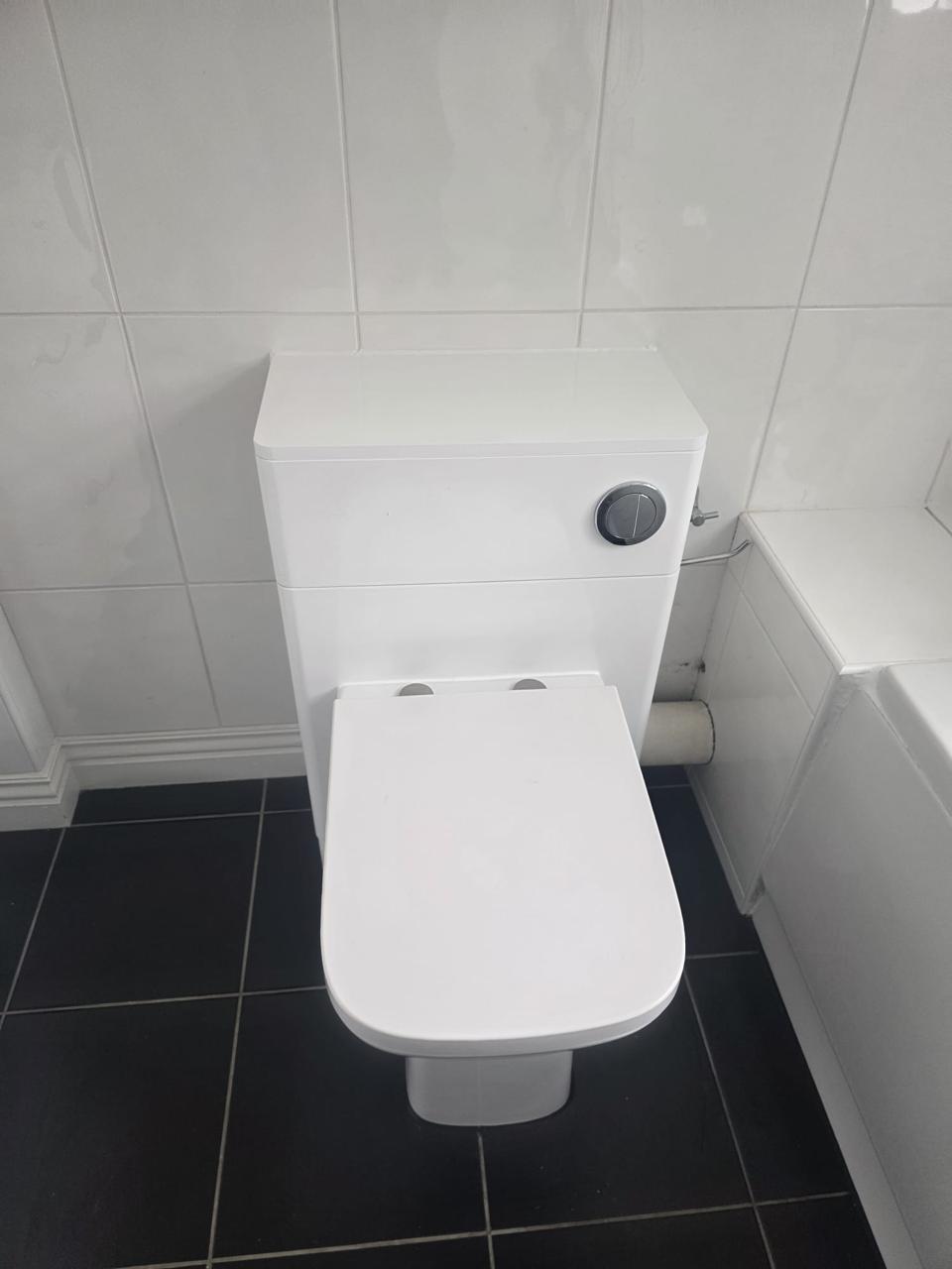 Toilet installation for a Chesterfield bathroom project by Apex Flow